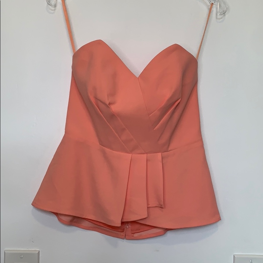 Coral strapless top